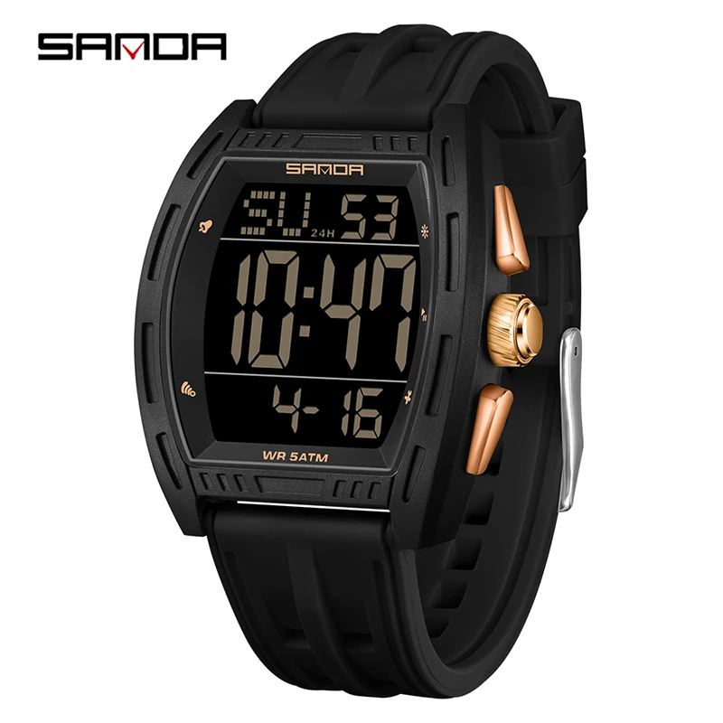 

SANDA 6328 Fashion Electronic Watches for Man Multifunction Alarm Clock Luminous Calendar Chronograph Student Digital Wristwatch
