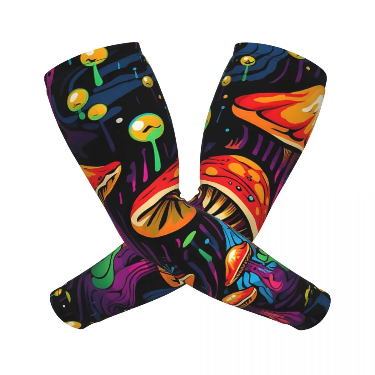 Acid Trippy Weird Psychedelic Wavy Mushroom Arm Sleeves Men Women Sun UV Protection Tattoo Cover Up Sports Cooling Cycling
