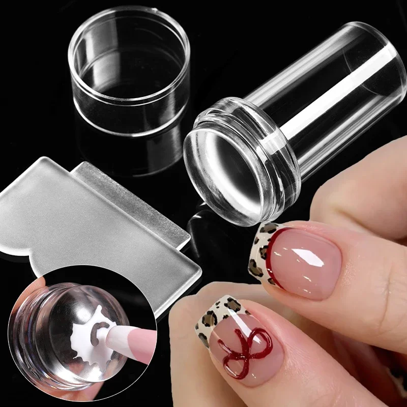 Nail Stamping Plates Pure Clear Jelly Nails Art Stamper Scraper Set Print Silicone Marshmallow Design Manicure Accessories Tool