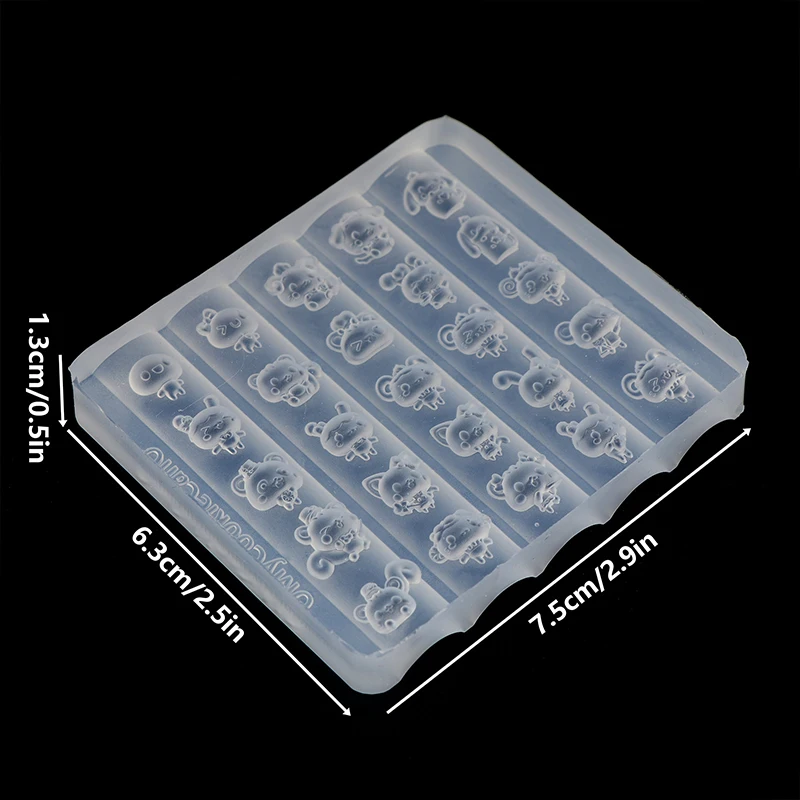 Moules d'art d'ongle en Silicone en Relief 3D, dessin animé Animal lapin chat chien conception bricolage décorations d'art d'ongle modèle de manucure Transparent