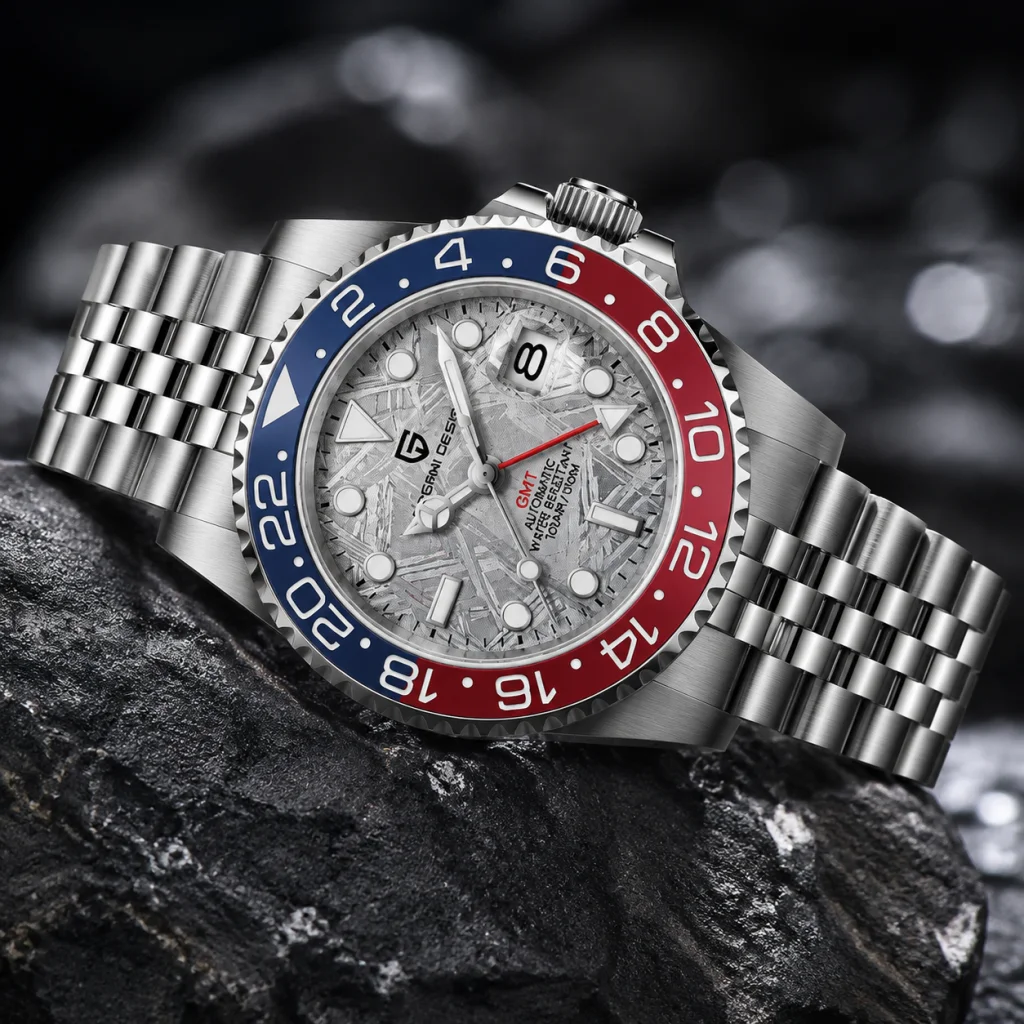 PAGANI DESIGN 2026 40MM Meteorite White Disc Luxury Men GMT Mechanical Watch Jubilee Bracelet Sapphire Glass Stainless Steel Automatic Watch for men