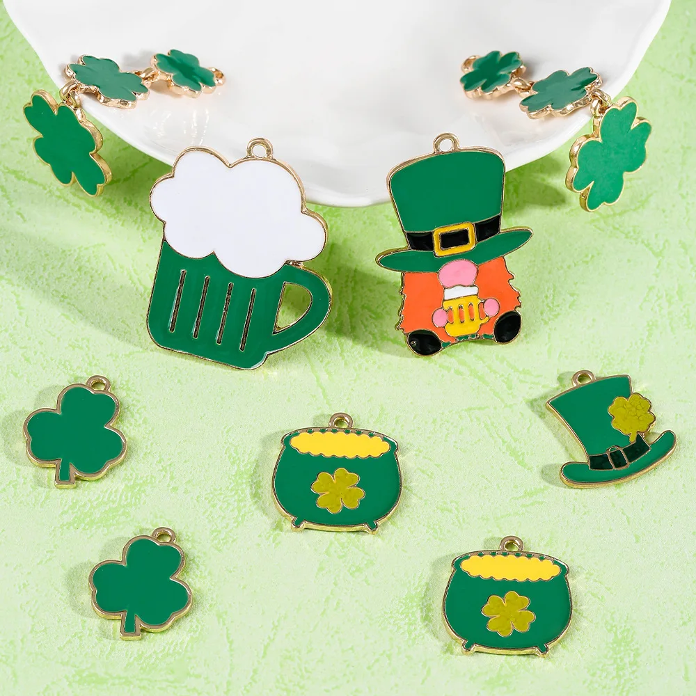 

Personalized retro Irish Festival party alloy fashionable St. Patrick's Day four-leaf clover hat accessories