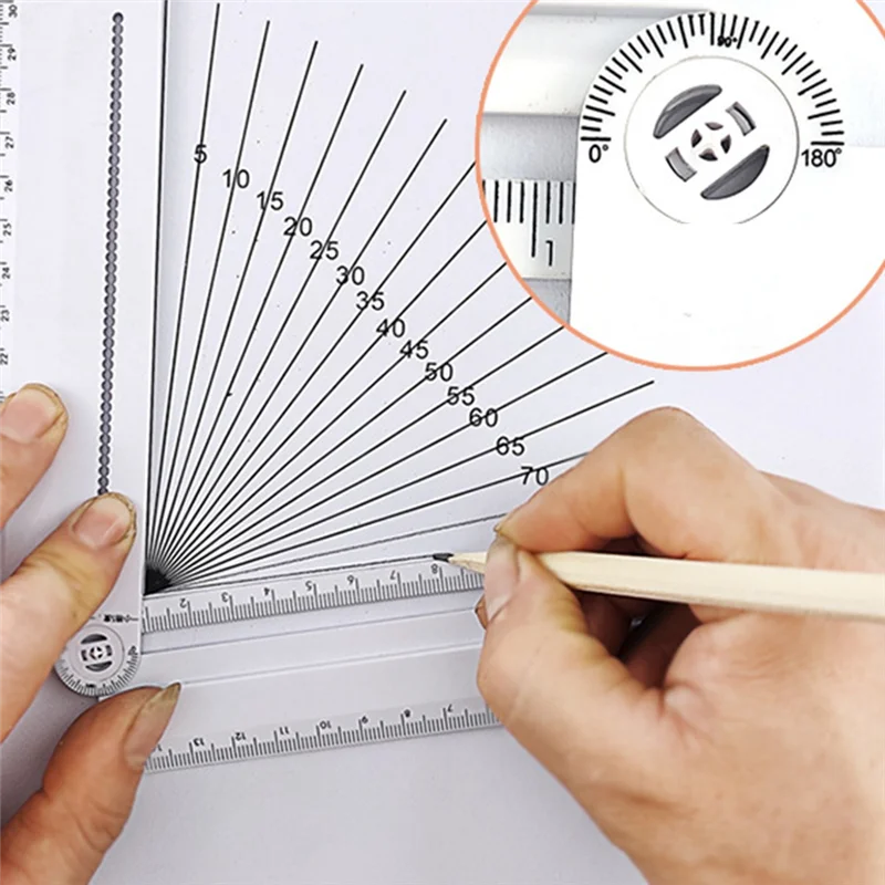 30Cm Transparent Rectangle Ruler Protractor Student Stationery Drawing Tool Supplies