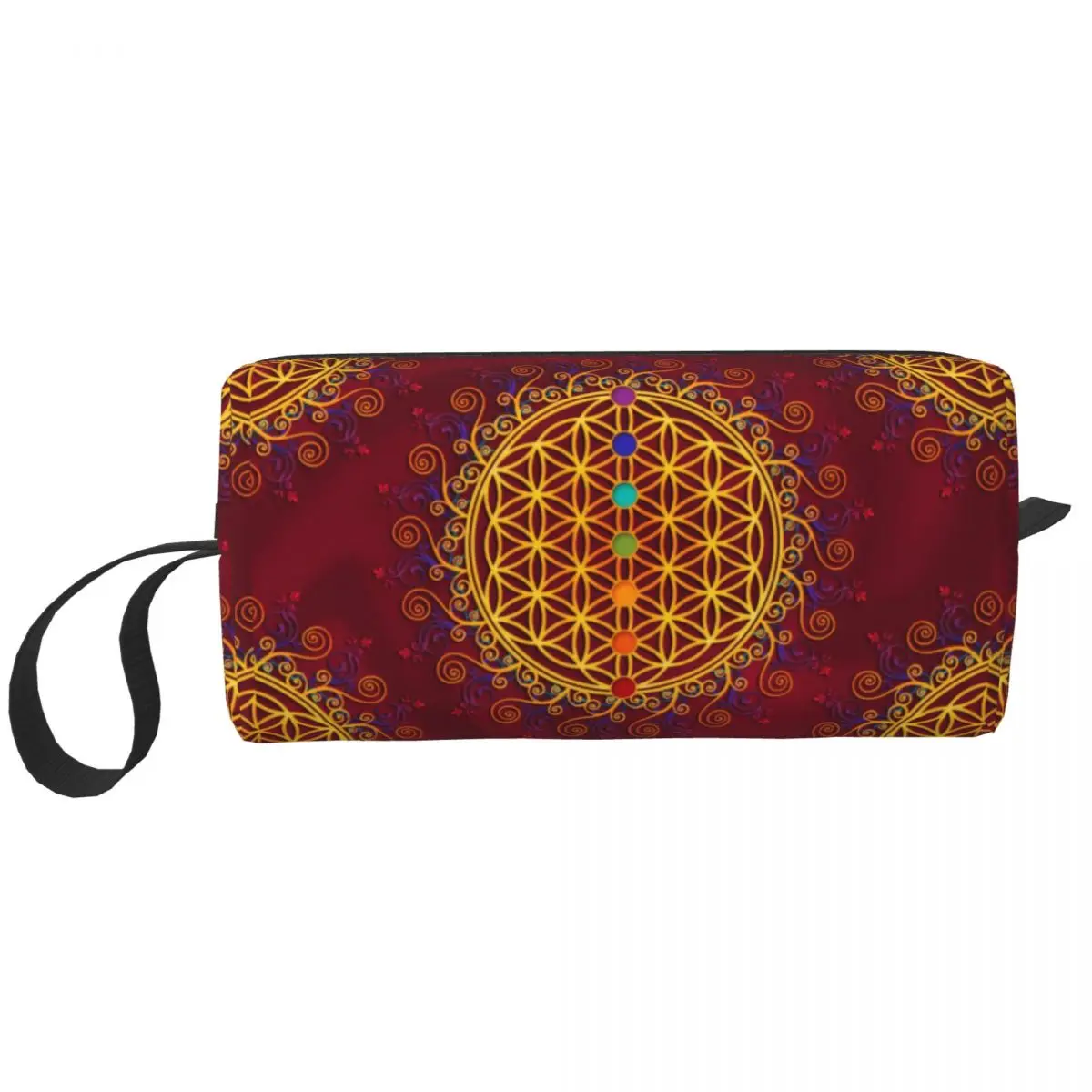 Trousse de toilette fleur de vie pour femmes, trousse de rangement de beauté, trousse de maquillage, coffret de voyage, spiritualité, yoga, mandala du Vermont