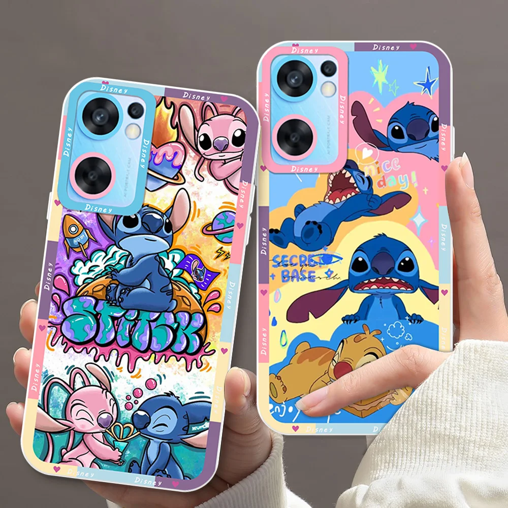 Disney Cute Lilo & Stitch For OPPO A98 A94 A92 A78 A76 A74 A72 A58 A54 A55 A36 A15 A9 5G Angel Eyes Transparent Phone Case