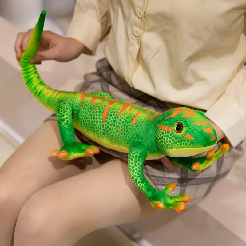 50/65cm Symulacja Długi Ogon Zielony Gecko Pluszowa Lalka Realistyczny Gad Gecko Jaszczurka Pluszowa Zabawka Dekoracja Domu Prezent Dla Dzieci