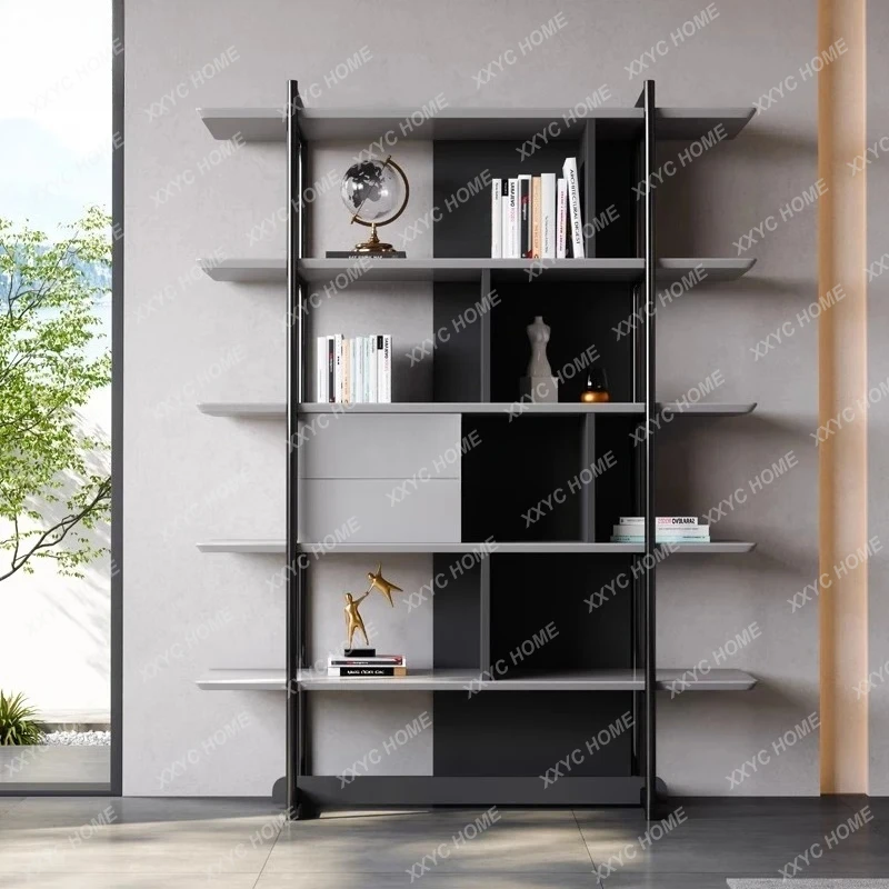 Minimalist Creative Bookshelf Modern Simple Stainless Steel Storage Simple Multi-layer Display Cabinet