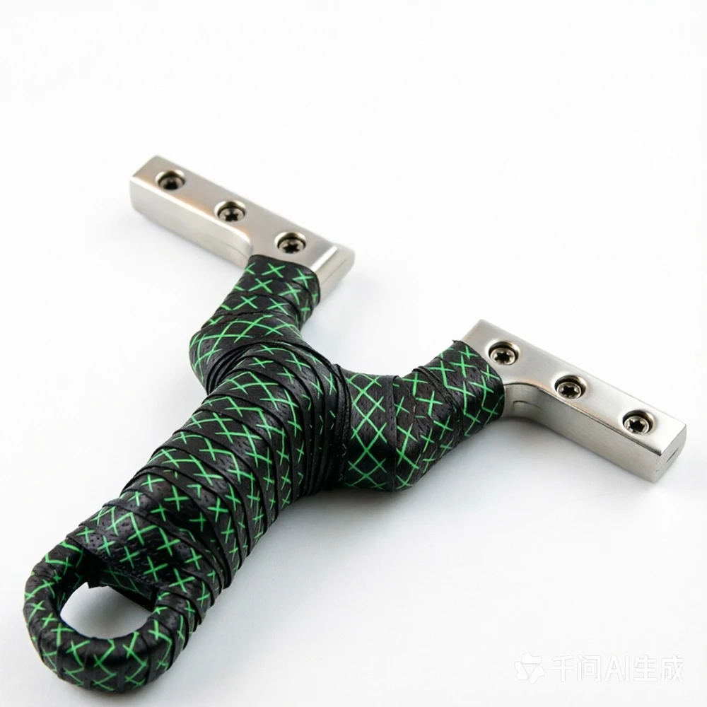 Stainless Steel Y-Shaped Slingshot with Wide Top Clamp, Wrapped Handle & Finger Ring for Outdoor Target Practice