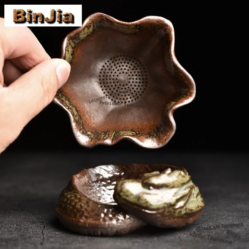 Kiyomizu-yaki Pelycosaur Tea Separator Infusor Luxury Tea Strainer Dispenser Household Tea Soaking Tea Filter Tea Services Craft