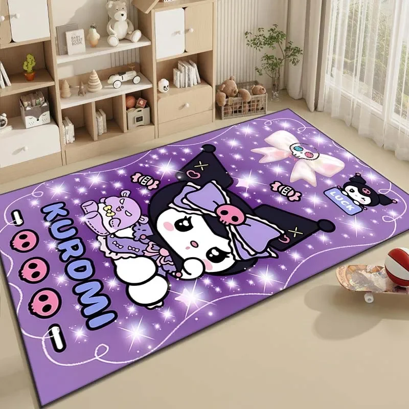 Giapponese Sanrio Kuromi Cartoon Pattern soggiorno camera da letto tappeto comodino tappetino Area tappeto camera dei bambini ragazze Room Decor Mat