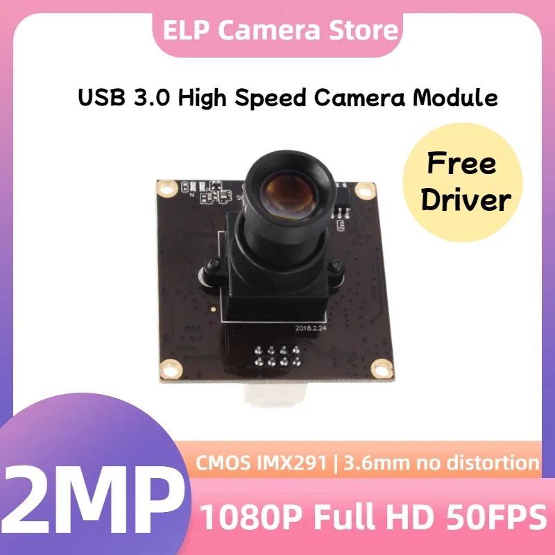 

ELP 1080P Full HD USB-модуль камеры IMX291 Датчик USB3.0 Высокоскоростная веб-камера с объективом без искажений, совместимая с ПК Windows