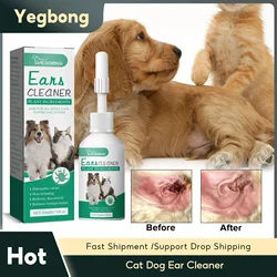 Cat Dog Ear Cleaner Pet Ear Drops Yeast Mites Infectiones Control Odor Removal Relieves Itching Anti Inflammatory Pet Ear Washer