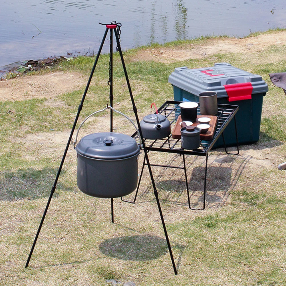 

1 set 1 Set Outdoor Camping Triangle Bracket Hanging Pot Stand Bonfire Tripod Rack Lightweight Aluminum Alloy 3 Leg Sturdy For