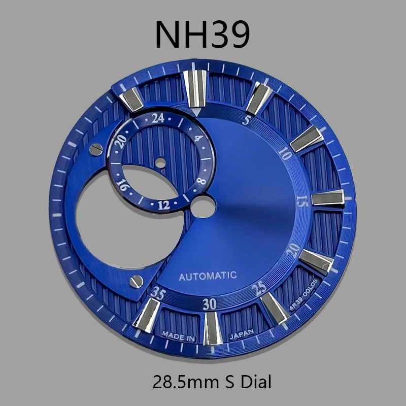Dial NH39 28.5mm dengan logo S, cocok untuk modifikasi jam tangan klasik hollow sunburst dengan mesin NH39.