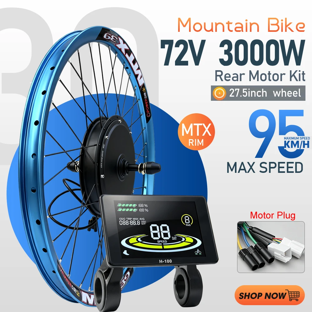 Ebike Conversion Kit 72V 3000W - MTX 72V 3000W Elektrofahrrad-Umbausatz EBike 27,5