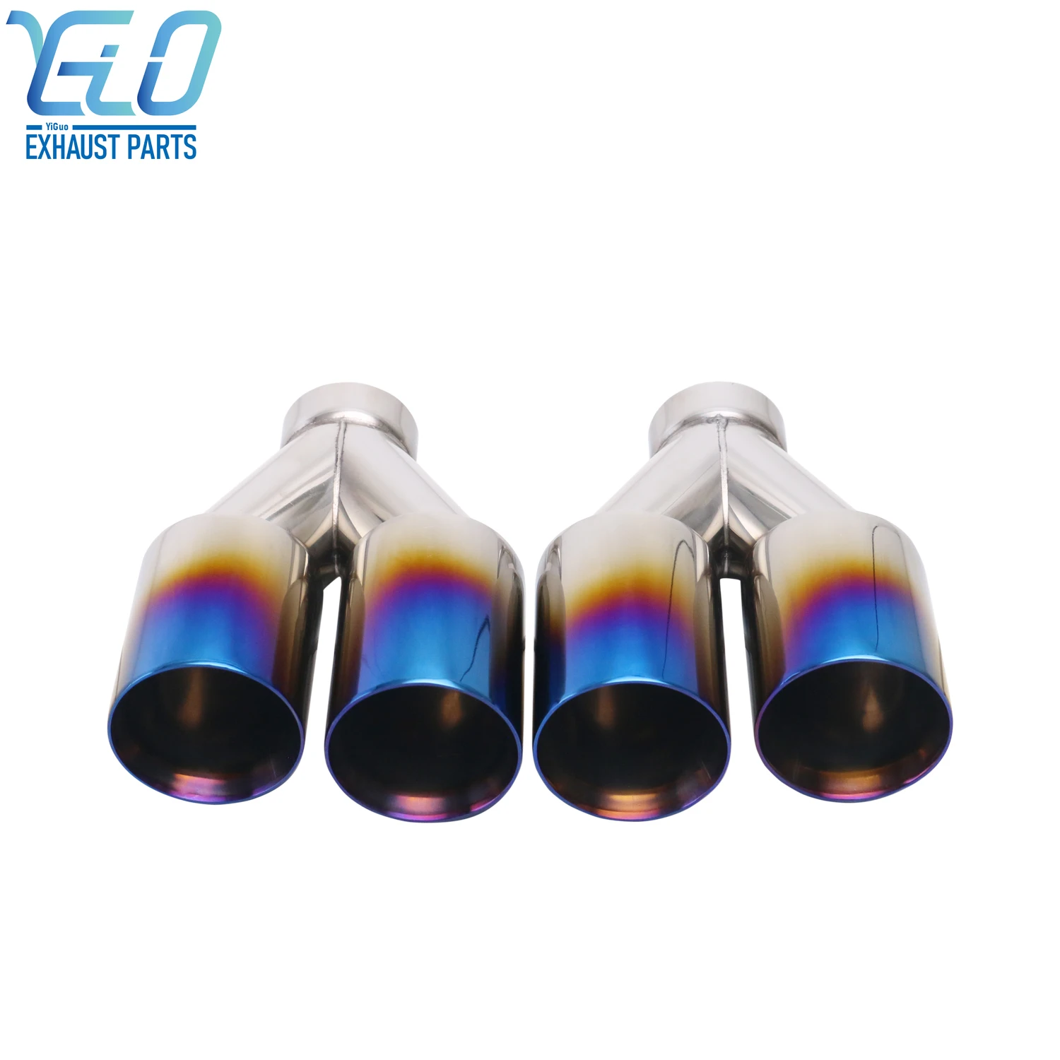 

Dual Exhaust Pipe Inlet 60mm outlet 76mm burnt blue End tip muffler tailpipe Car Assessoires