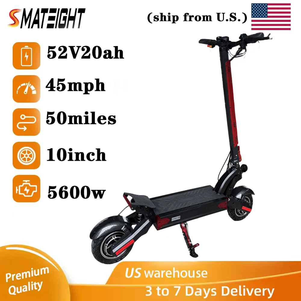 

2025 New 5600W Moter Electric Scooter for Adults Dual Suspension 10Inch All-Terrain Tires 52V20AH Battery Sport Folding Design