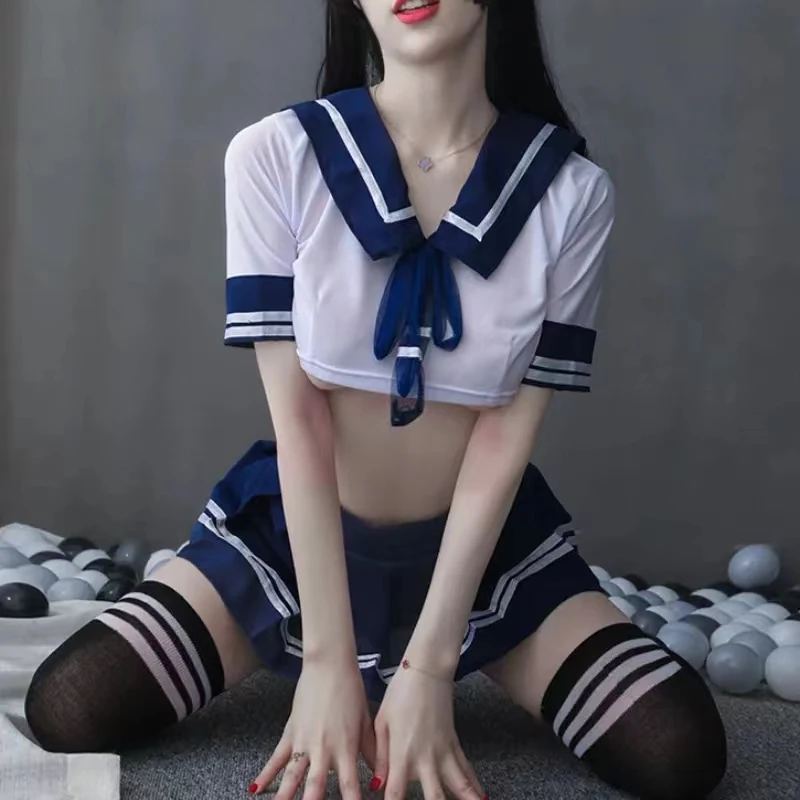 Women Sexy School Girl Costumes Cosplay Babydoll Sexy Lingerie Suspender Plaid Skirt Set Student Uniform Party Club Outfits