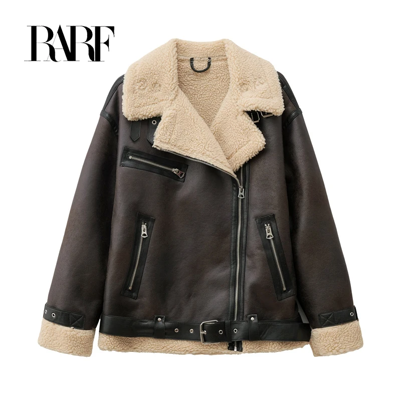 RARF 2024 Autumn/Winter new European-style women's warm and thick double-sided lapel long-sleeved jacket jacket