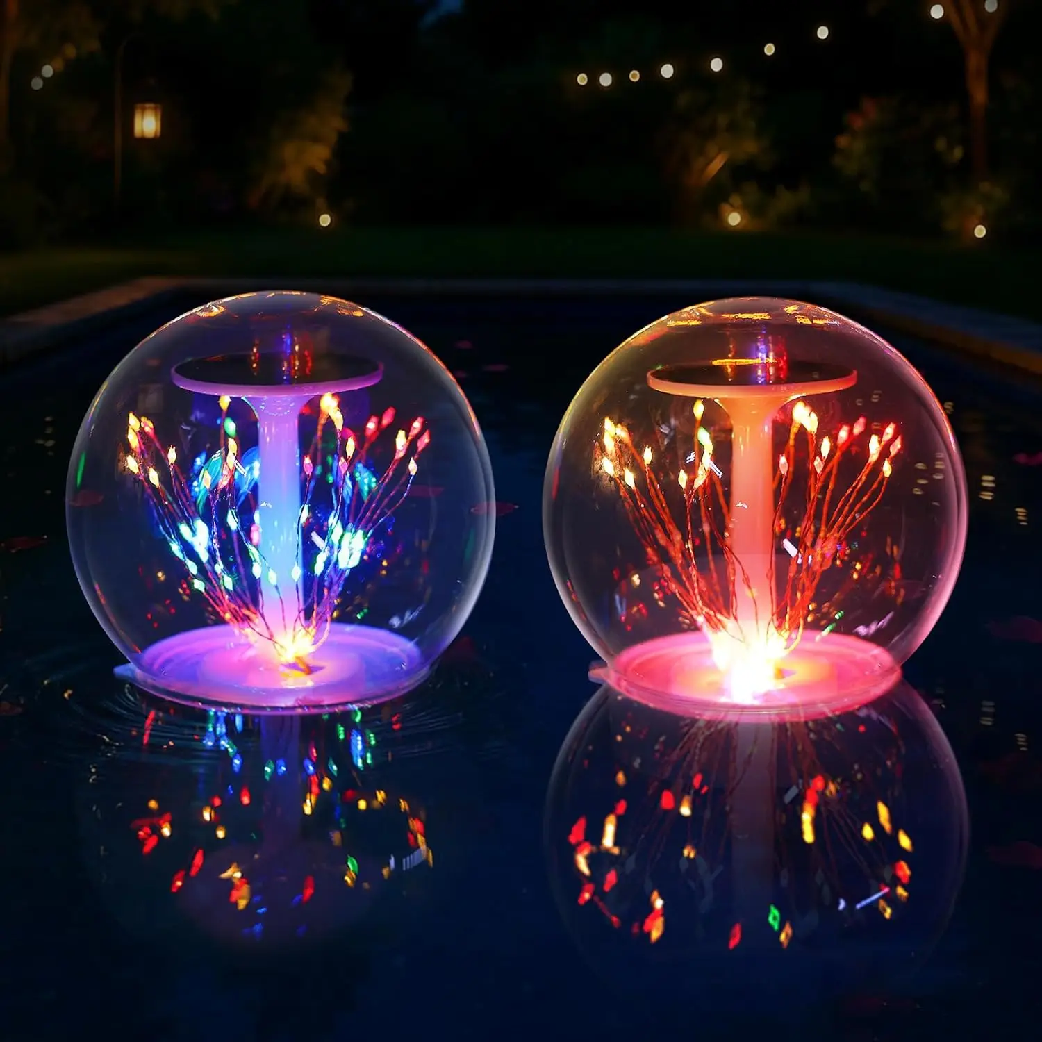 

7-дюймовые солнечные плавающие светильники для бассейна с эффектом меняющих цвет фейерверков, водонепроницаемые светодиодные светящиеся шары для украшения прудов и вечеринок на открытом воздухе