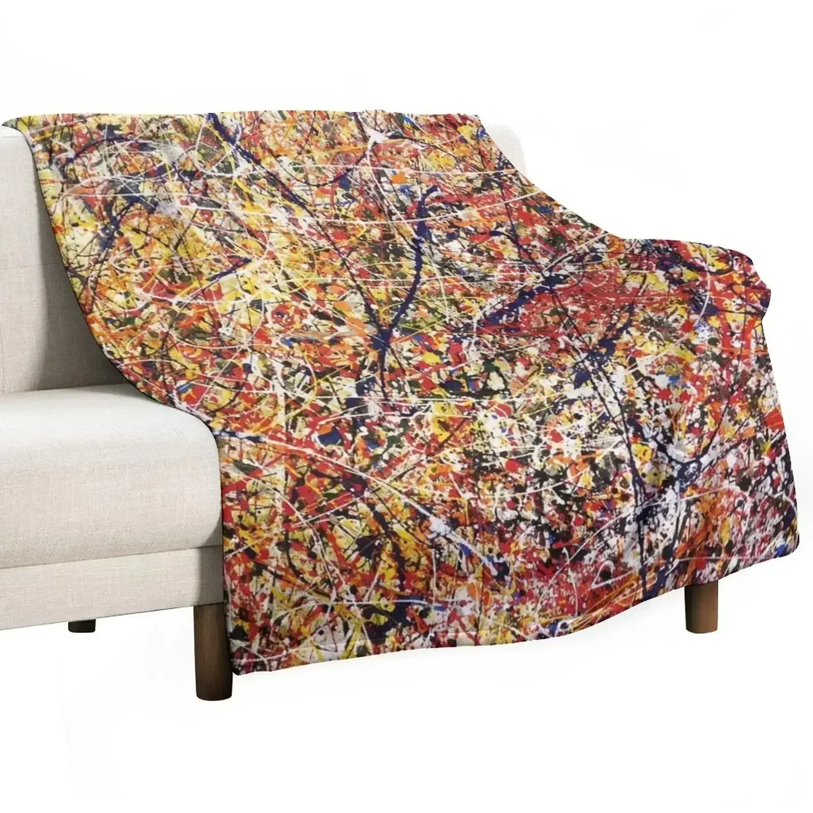 Abstract Jackson Pollock Painting Original Art Throw Blanket Reusable Durable Soft Blanket for All Seasons