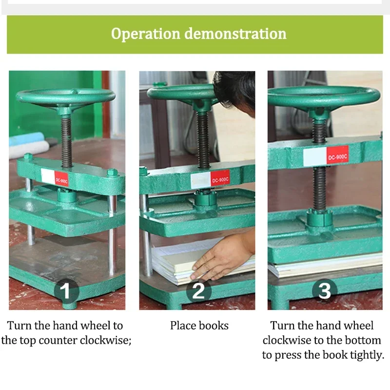 Máquina de prensagem manual DC-900C, capa dura, álbum de livros, documentos, papel, máquina de nivelamento e formagem