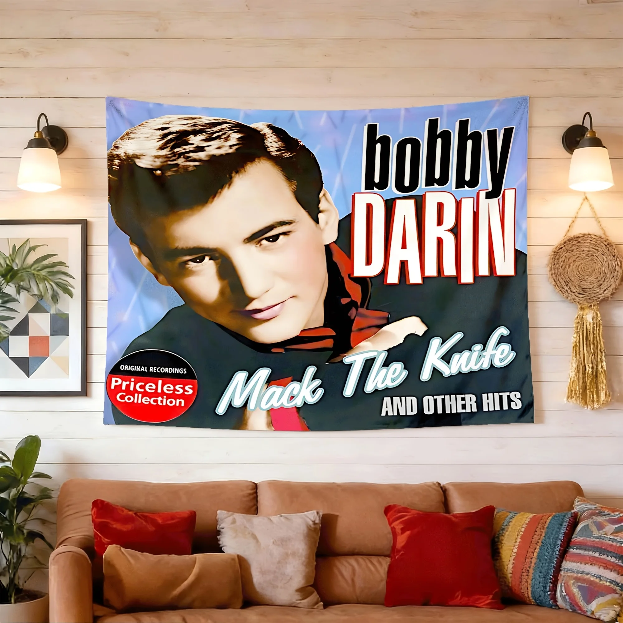 A Bobby Darin-inspired Peach Skin Wall Tapestry for Living Rooms, Bedrooms, Offices, Home Spaces, College Dorms, Party Decorations, and Live Streaming Backdrops