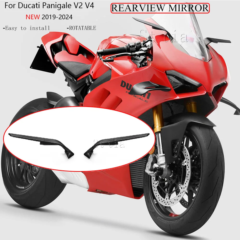 

For Ducati Panigale V2 Panigale V4 2019-2024 Motorcycle Rear View Mirrors Adjustable Aluminum Rear View Mirror Accessories V2 V4