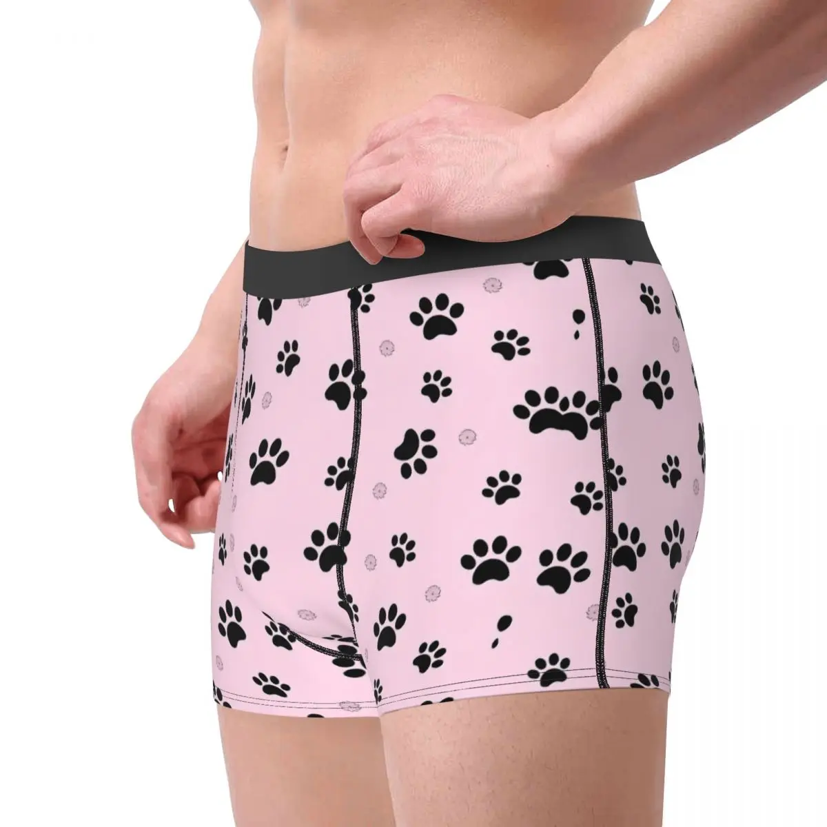 Men Pink Paw Underwear Novelty Boxer Shorts Panties Homme Polyester Underpants Plus Size