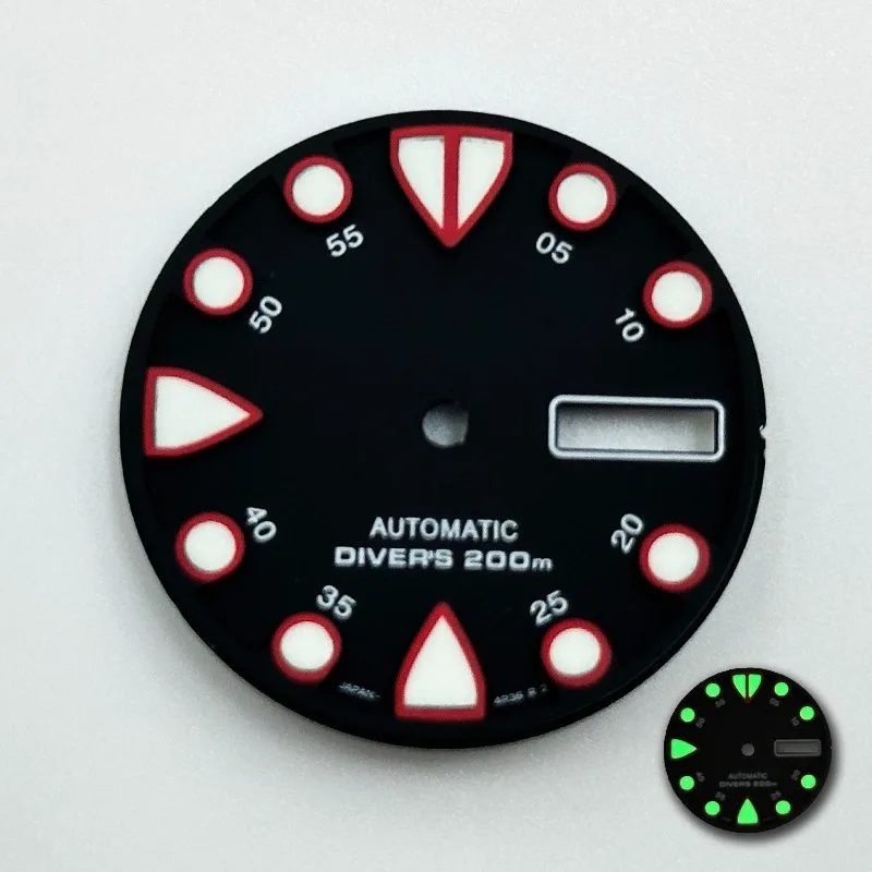 Customized New NH36 Dial Mechanical Watch Modified Yuanzu NH35 Diving Watch Green Luminous Literal 28.5mm Watch Accessories