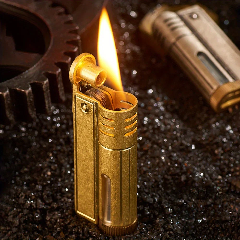 

Retro Creative Transparent Oil Tank Vintage Lighter Grinding Wheel Windproof Classic Business Men's High-end Gifts