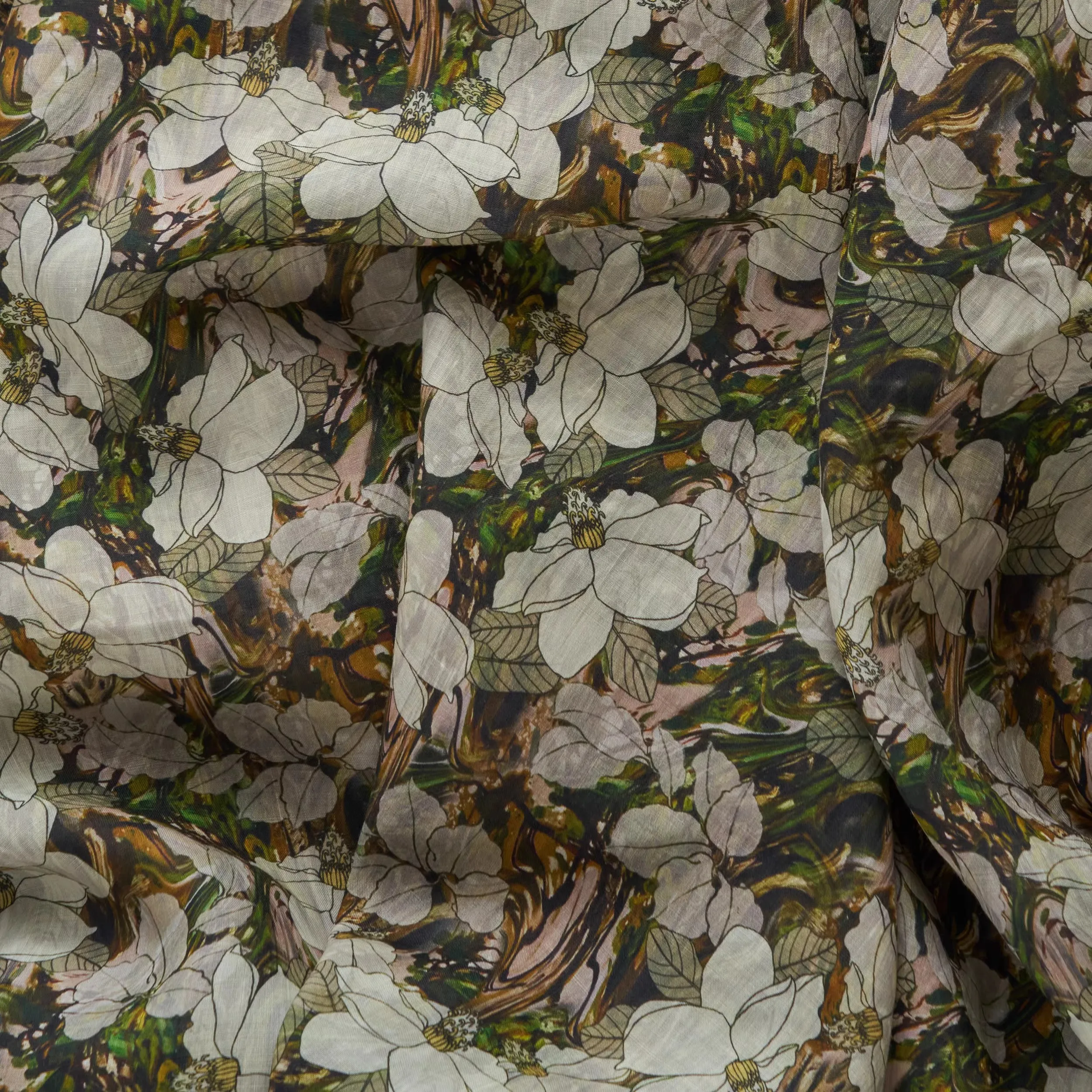 

1-ярдовая ткань из рами с цветочным принтом, платье, халат и одежда, ткань Cheongsam для шитья