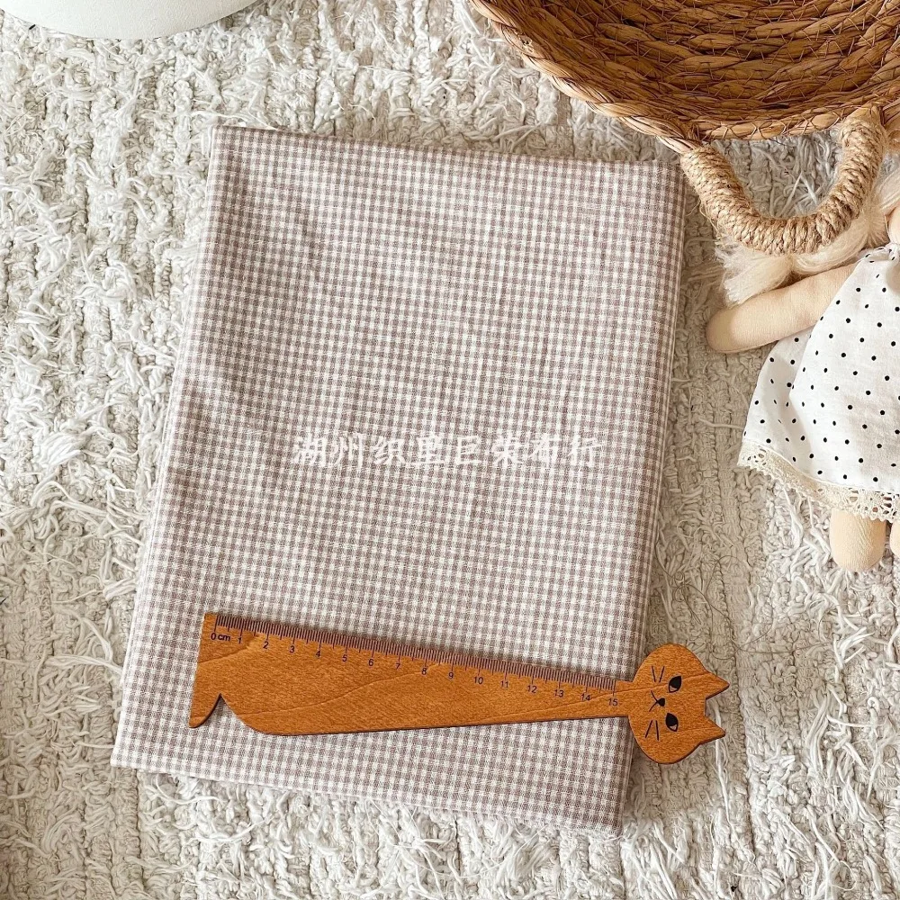 145 x 50 cm Kaffeefarbener Baumwollstoff, gewebtes Karo-Tuch für Damen, Kleidung, Taschen, Haarschmuck, Nähtuch – Detail 19