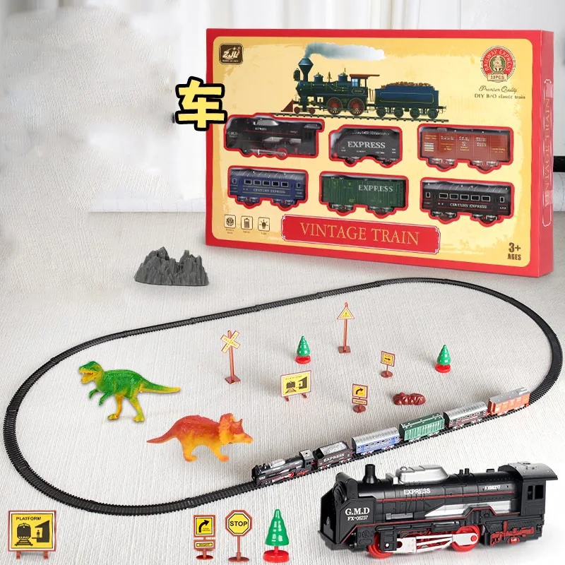 Electric Christmas Train Toy Set para crianças, carro Railway Tracks, motor de locomotiva a vapor, modelo Diecast, jogo educativo, brinquedos do menino