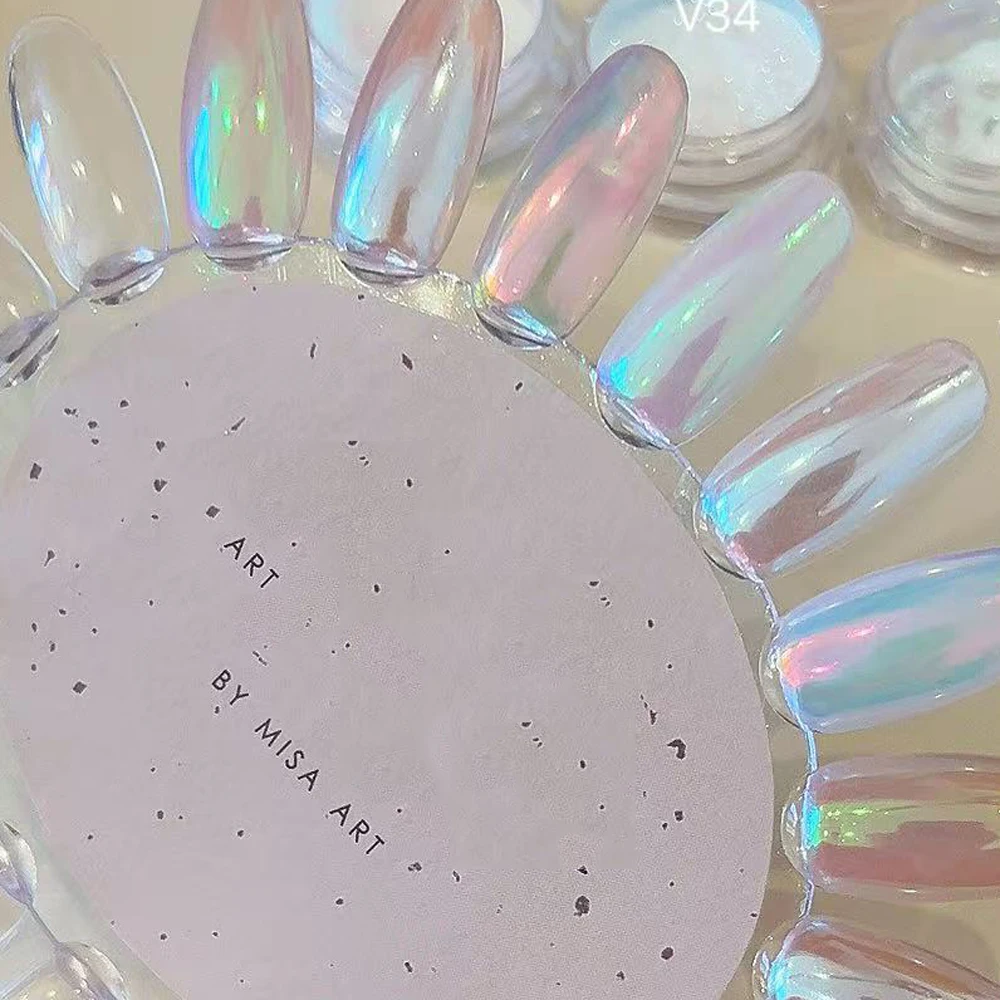 ผงโครเมี่ยมเล็บ Moonlight Mirror 1 กระปุก 0.2 กรัม สีใส ออโรร่า เม็ดสีกลิตเตอร์ 12 สี เอฟเฟกต์สายรุ้ง ผงแต่งเล็บ แฟลช #
