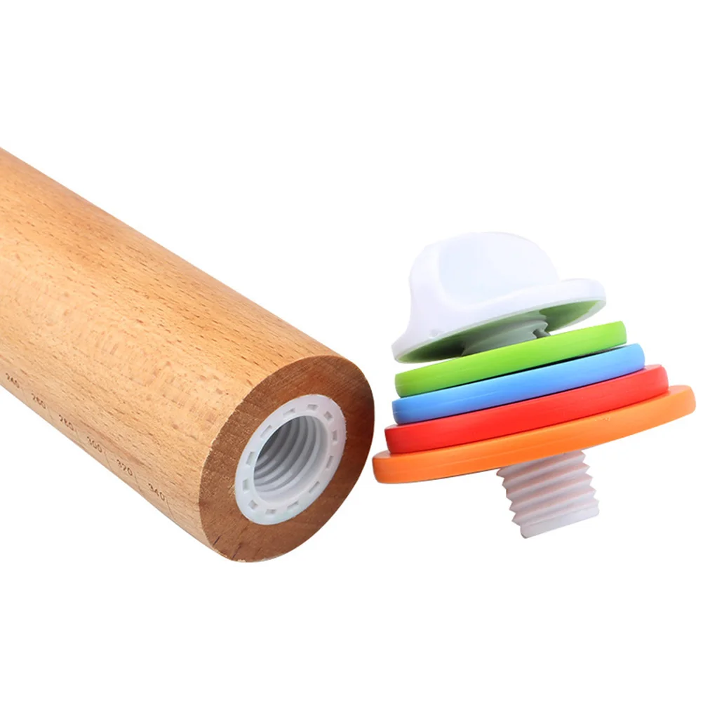 

Wood Rolling Pin 2mm 3mm 6mm 10mm Removable Discs Adjustable Thickness Non Stick Easy Clean Pastry Guide Sturdy Handles Baking