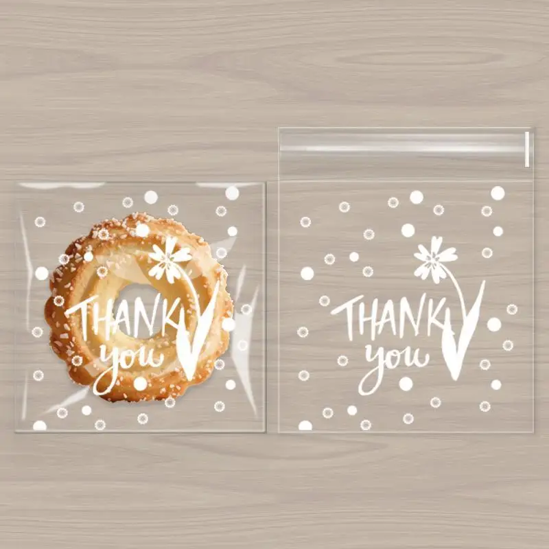 50pcs Transparent Plastic Bag Thank You Self-adhesive Bags For Homemade Party Gifts Beads Earrings Bag DIY Jewelry Packaging Ba