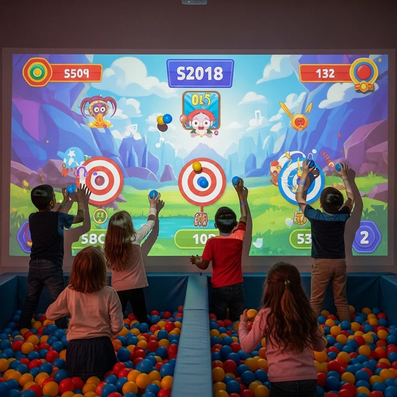 Indoor Playground Interactive Wall Projection - Kids Motion Sensing Ball Throw Game