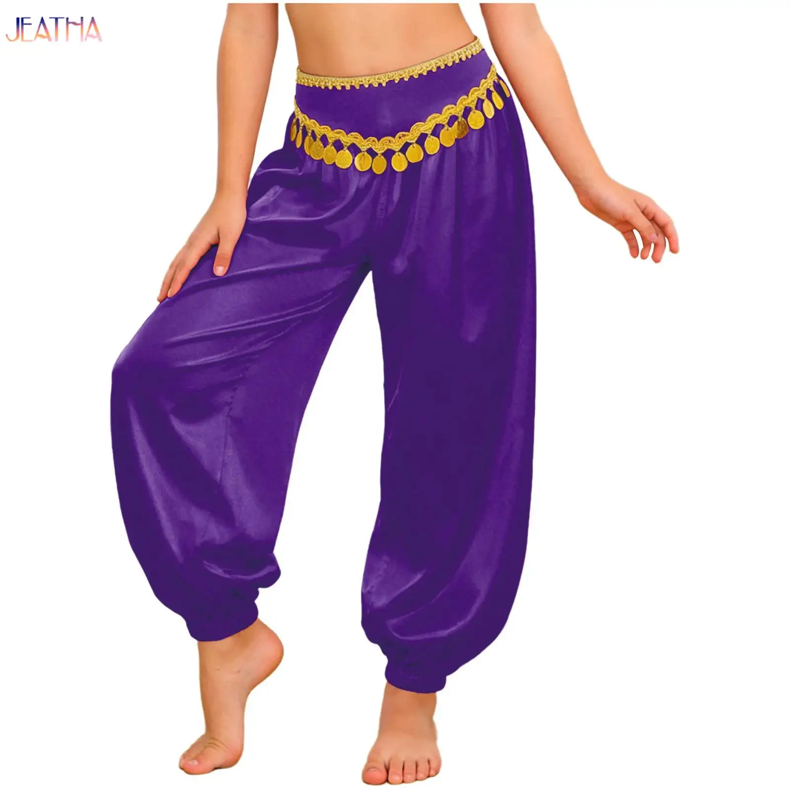 

Kid Children's Belly Dance Indian Dance Pants Stage Performance Festival Event Lantern Pants Belly Dance Sequins Pants Bottoms