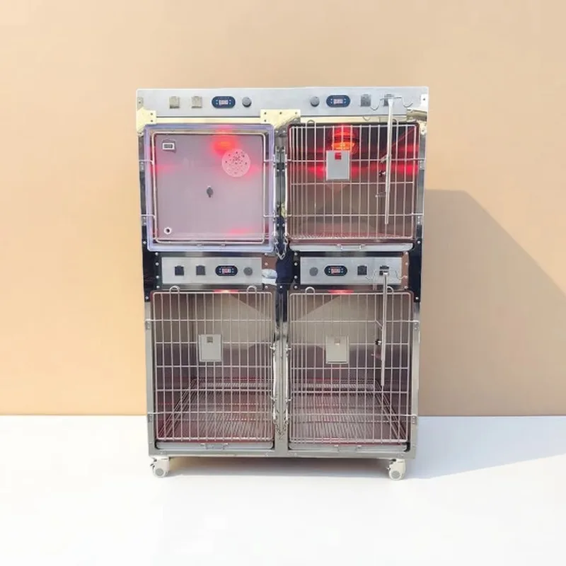 

Professional Foldable Luxury 4-Station Stainless Steel Pet Oxygen Cage Infrared Heating for Veterinary ICU Emergency Recovery