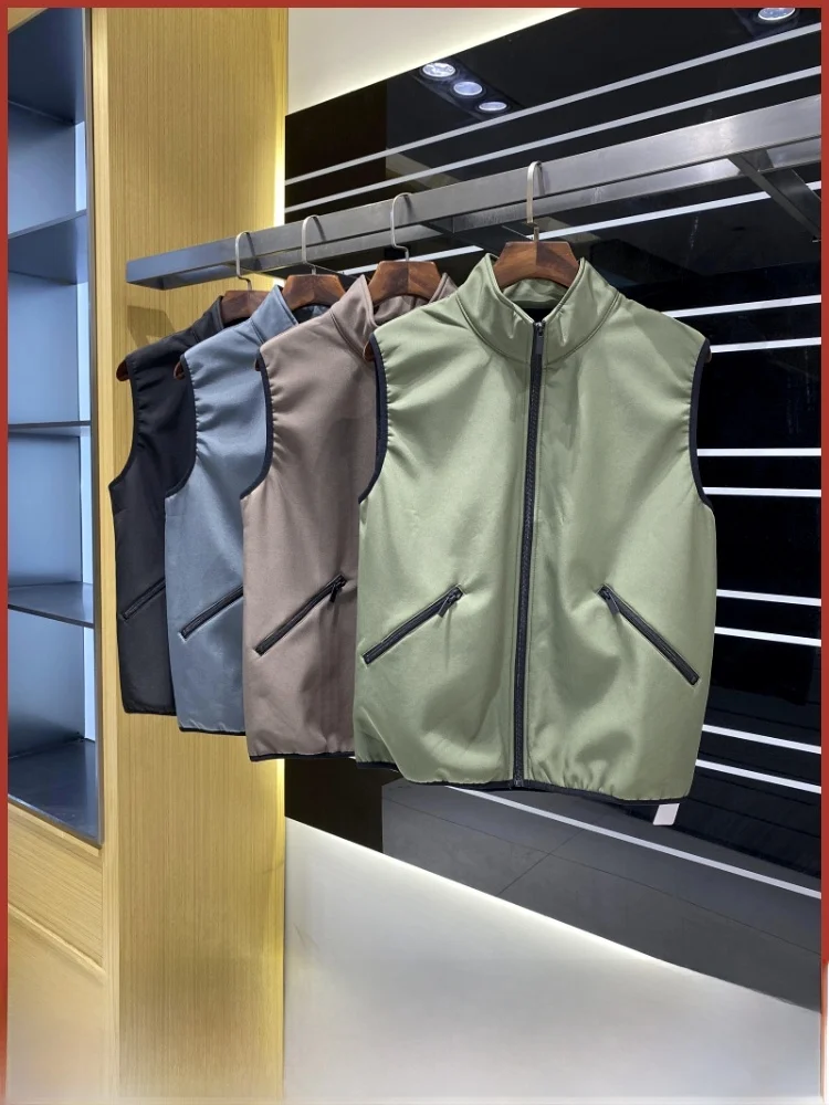 

Теплый жилет с воротником-стойкой на подкладке для мужчин, уличный осенне-зимний ветрозащитный термостойкий жилет на молнии