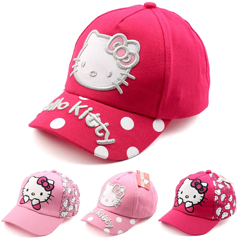 Cute Anime Sanrio Hello Kitty Kids Baseball Cap For Girl Children Sun Cap Spring Summer Caps Cartoon Girls Cosplay Fashion Gift