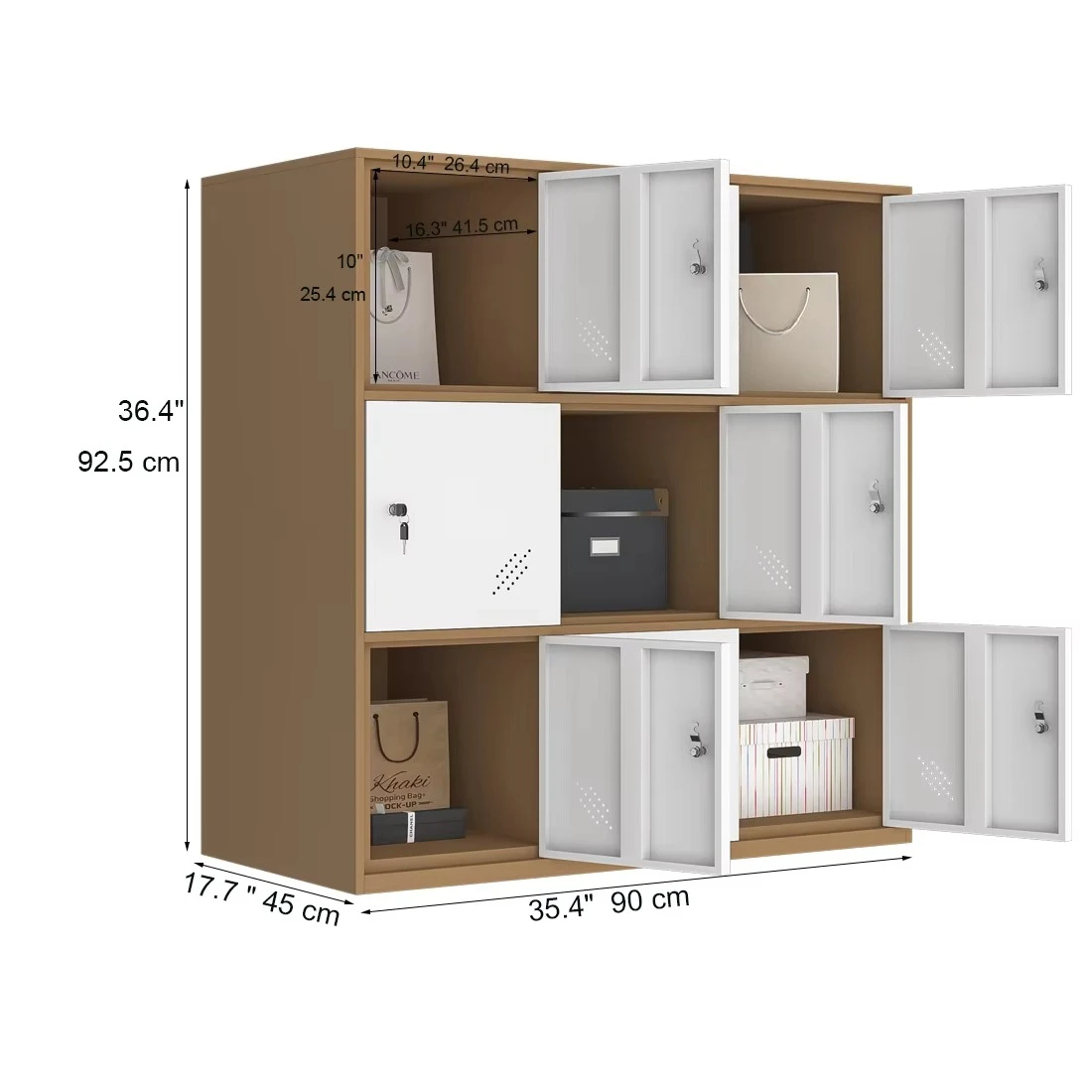 9-Door Narrow Edge Small Metal Locker with Key Lock Wardrobes Steel Cabinet for Garage Bedroom Living Room Home Gym Office