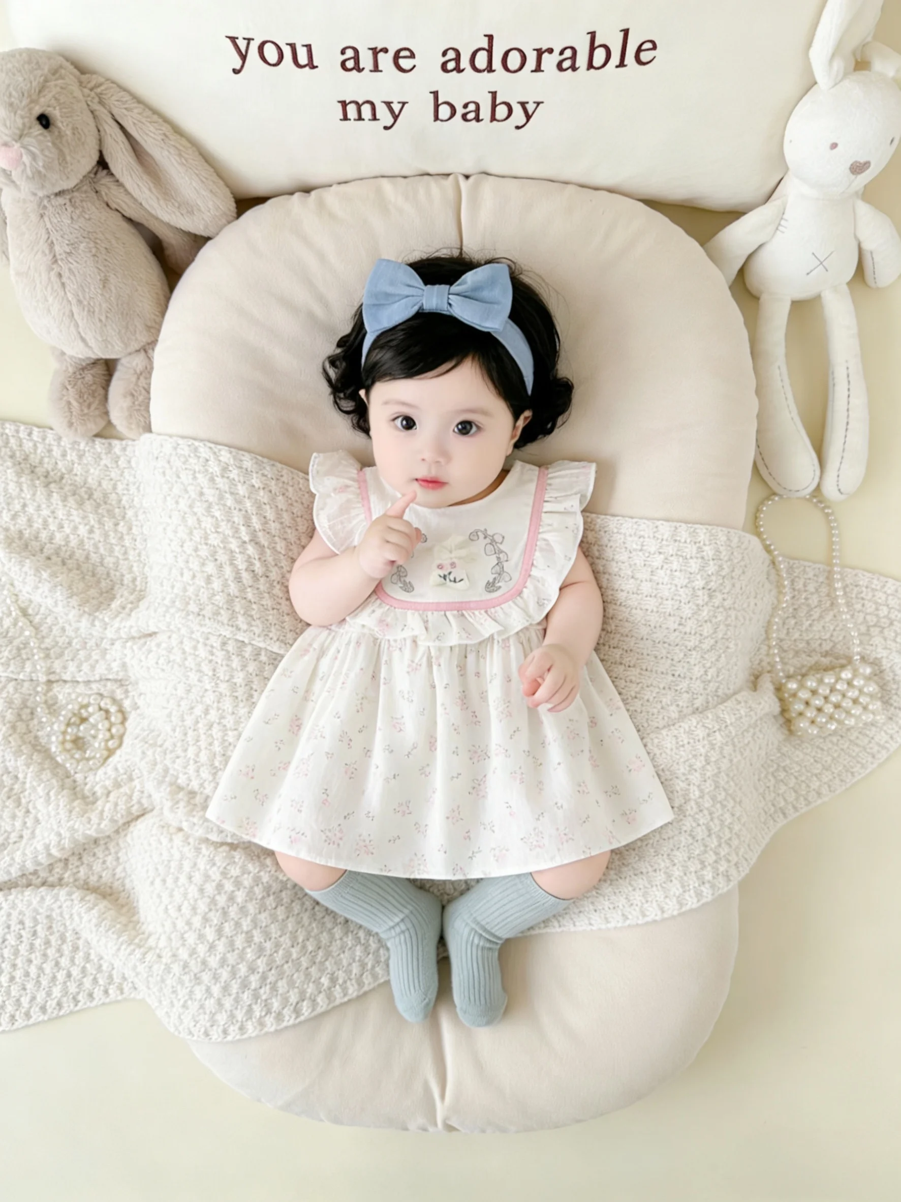 新鮮な花柄コットンベビードレスプリンセススカートスタイル夏服女の子幼児ハイウエストソフトコットンガウンキッズファッション