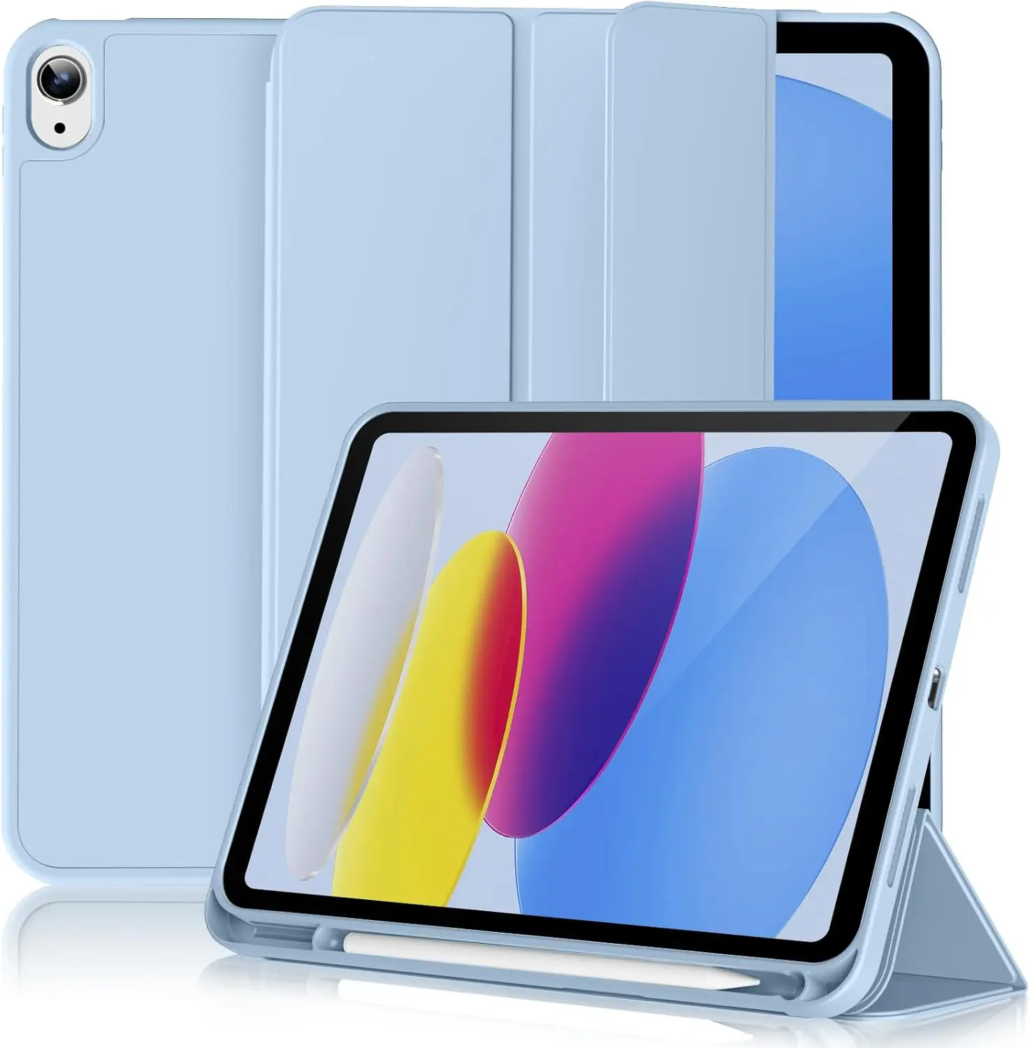 

Чехол для iPad (A16) 11-го поколения 11 дюймов 2025, iPad 10-го поколения 10,9 дюймов 2022 с подставкой для карандашей, тонкая складная подставка из ТПУ