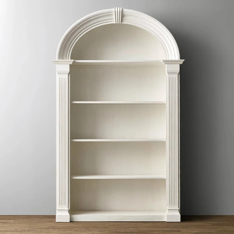 

American solid wood bookcase bookshelf white floor figure display cabinet shelf storage cabinet children's bookcase bedroom