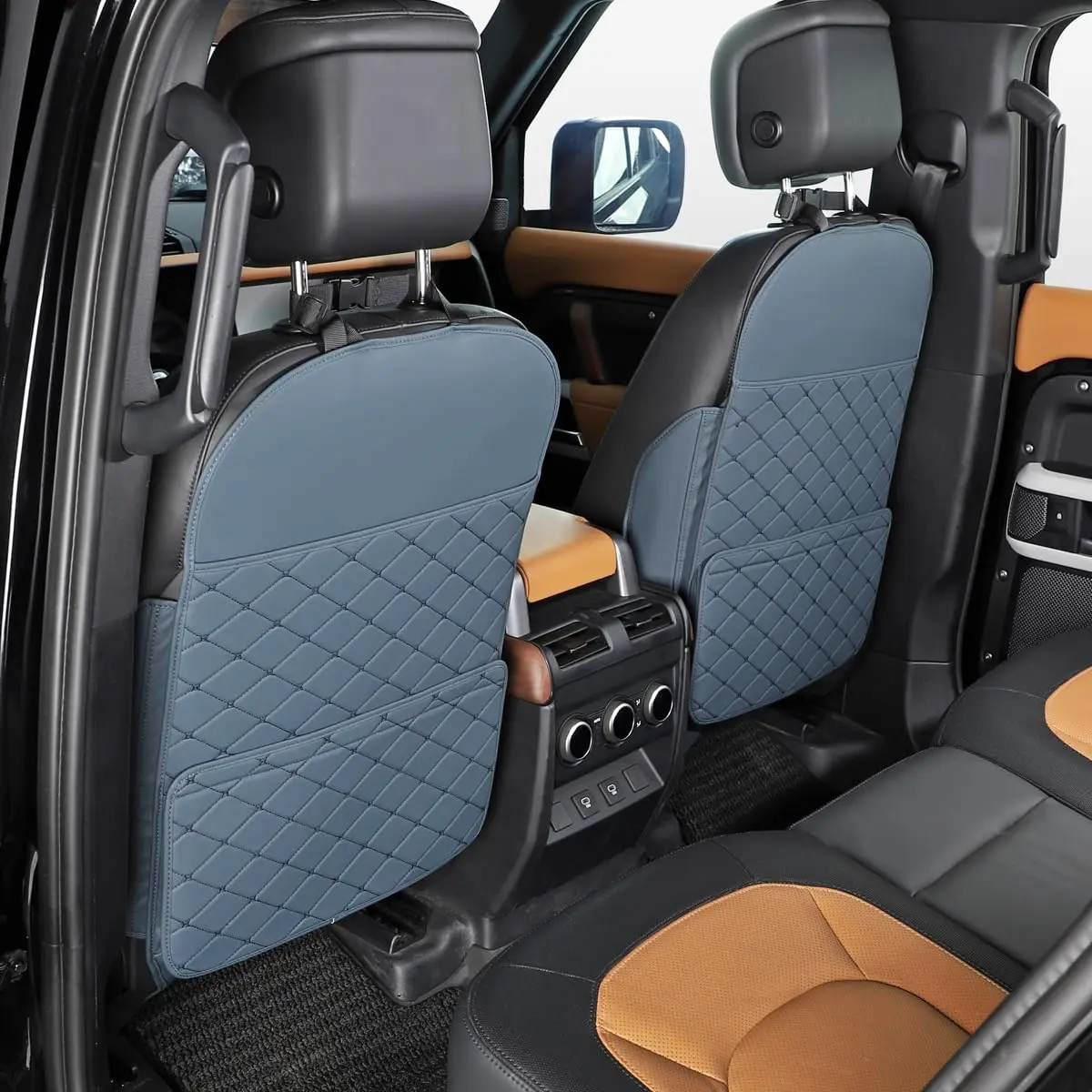 

Large Seat Back Protector with Storage Pocket, Blue Organizer Prevents Kids' Impact on Car Seats