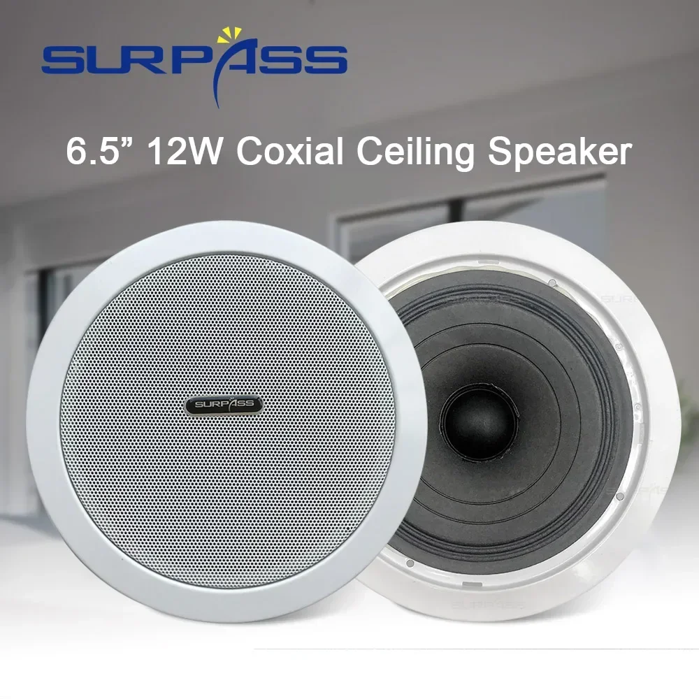 6.5inch 6W Moisture-proof Ceiling Speaker Coaxial Recessed in Ceiling Wall Speaker Home Sound System Audio Loud speaker for Home