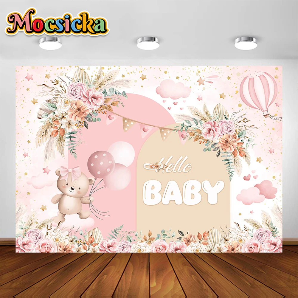 

Little Baby Photography Backdrop Boho Pink Floral Pampas Butterfly Boy Girl Birthday Background Party Backdrop Wall Banner