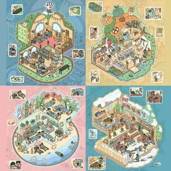 DIY Korean 3D Landscape Stickers  Miniature Scene Cartoon Kawaii Play House Storage PET Stickers Gift for Students Stress Relief